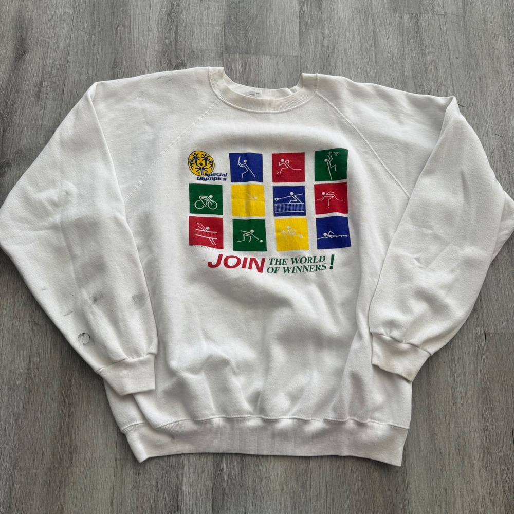 Vintage Hanes Special Olympics Sweatshirt XXL White Join World Of Winners USA